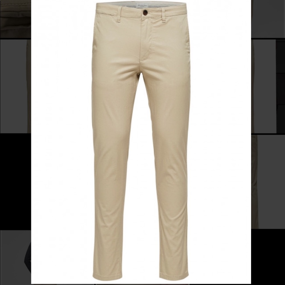 Beige White Pepper Selected Homme 31/32 SHHYARD Heritage Slim Fit Pants Trousers